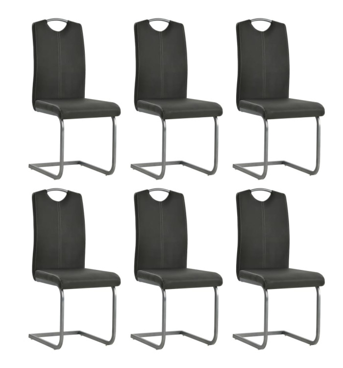 Chaises à manger cantilever lot de 6 gris similicuir | Mobilier & Déco