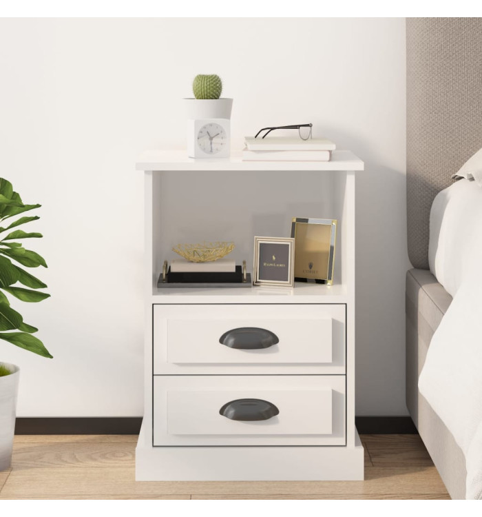 Table de chevet blanc brillant 43x36x60 cm | Mobilier & Déco