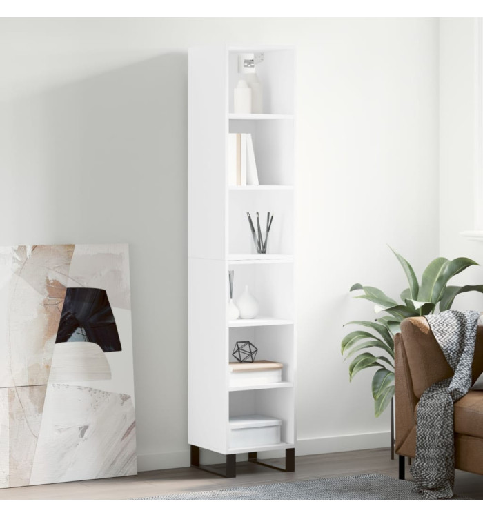 Buffet haut Blanc 34,5x32,5x180 cm Bois d'ingénierie | Mobilier & Déco