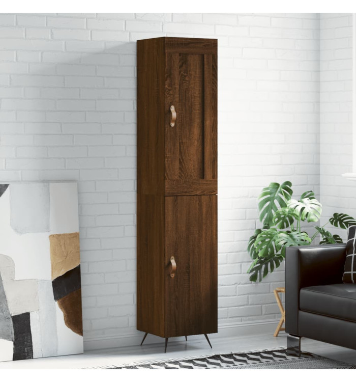 Buffet haut Chêne marron 34,5x34x180 cm Bois d'ingénierie | Mobilier & Déco