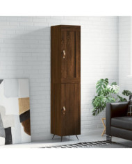 Buffet haut Chêne marron 34,5x34x180 cm Bois d'ingénierie | Mobilier & Déco
