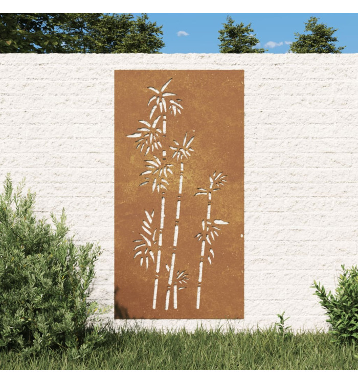 Décoration murale jardin 105x55 cm acier corten design bambou | Mobilier & Déco