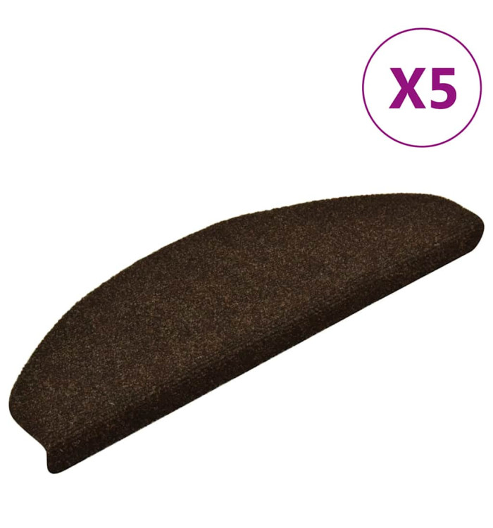 Tapis autoadhésifs de marches 5 pcs Marron 65x21x4cm Aiguilleté | Mobilier & Déco