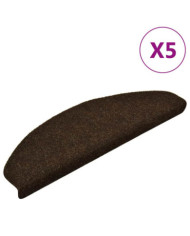 Tapis autoadhésifs de marches 5 pcs Marron 65x21x4cm Aiguilleté | Mobilier & Déco
