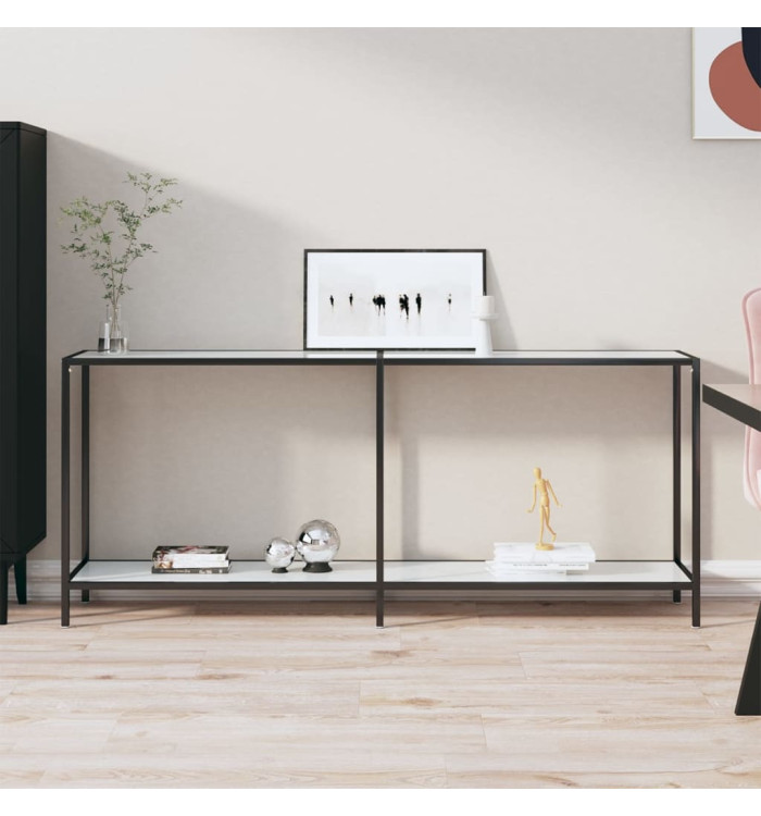 Table console Blanc 180x35x75,5 cm Verre trempé | Mobilier & Déco
