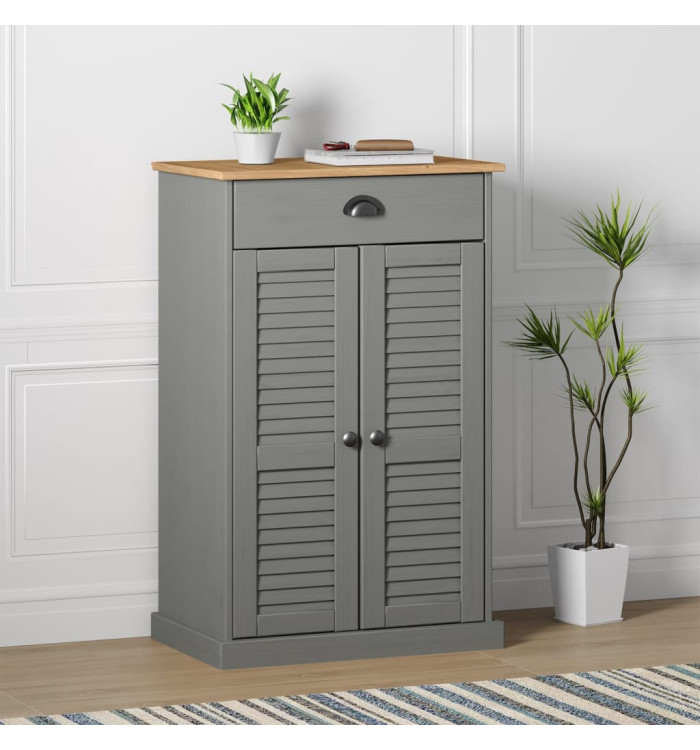 Armoire à chaussures VIGO gris 60x35x96 cm bois massif de pin | Mobilier & Déco
