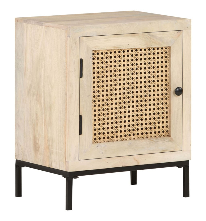Table de chevet 40x30x50 cm Bois de manguier et canne naturelle | Mobilier & Déco
