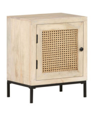 Table de chevet 40x30x50 cm Bois de manguier et canne naturelle | Mobilier & Déco