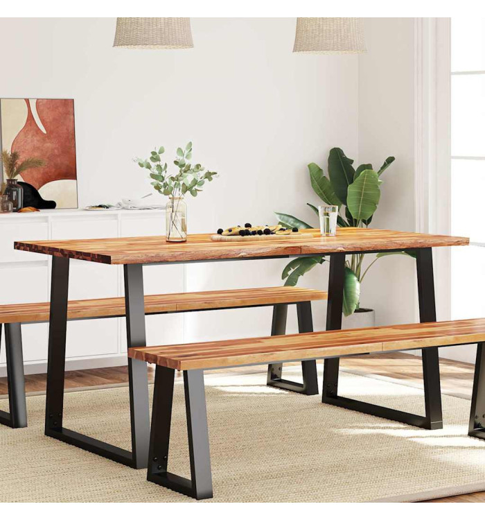 Table à manger 160x80x75 cm bois d'acacia solide à bord vif | Mobilier & Déco