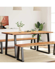 Table à manger 160x80x75 cm bois d'acacia solide à bord vif | Mobilier & Déco