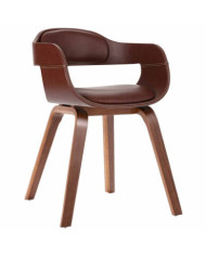 Chaise à manger Marron Bois courbé et similicuir | Mobilier & Déco