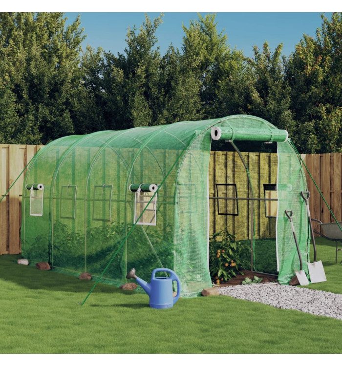 Serre avec cadre en acier vert 8 m² 4x2x2 m | Mobilier & Déco