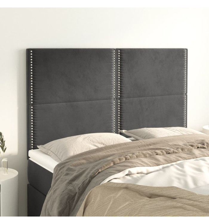 Têtes de lit 4 pcs Gris foncé 72x5x78/88 cm Velours | Mobilier & Déco