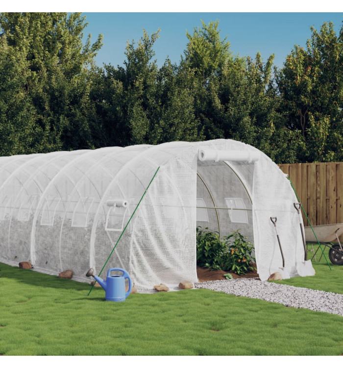 Serre avec cadre en acier blanc 42 m² 14x3x2 m | Mobilier & Déco