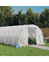 Serre avec cadre en acier blanc 42 m² 14x3x2 m | Mobilier & Déco