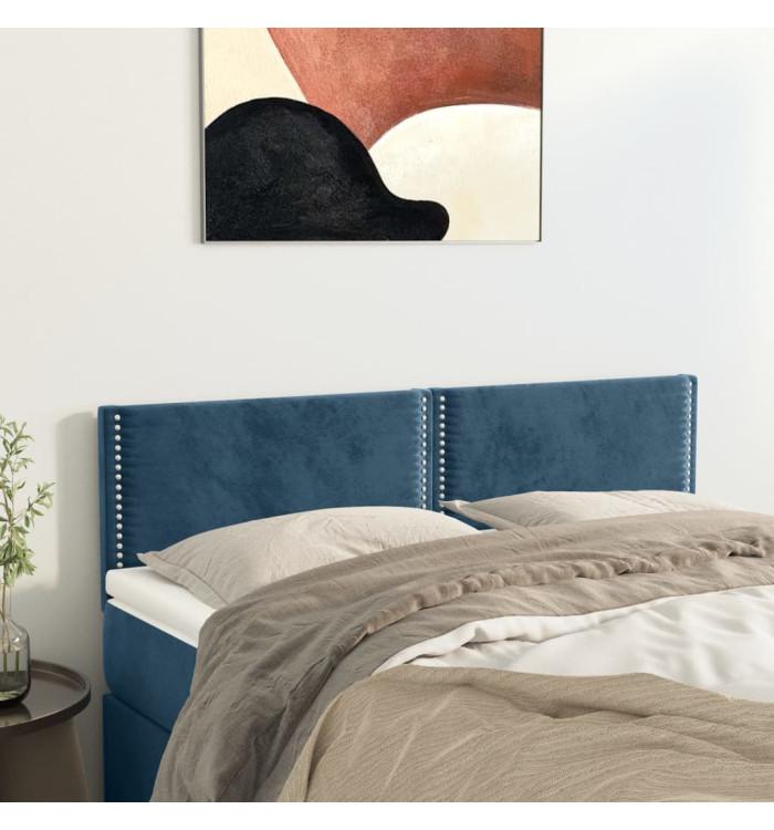 Têtes de lit 2 pcs Bleu foncé 72x5x78/88 cm Velours | Mobilier & Déco