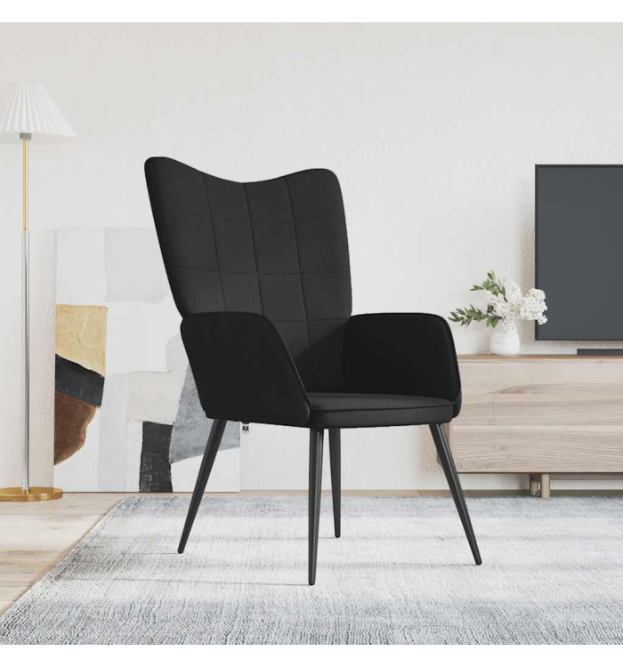 Chaise de relaxation Noir Tissu | Mobilier & Déco