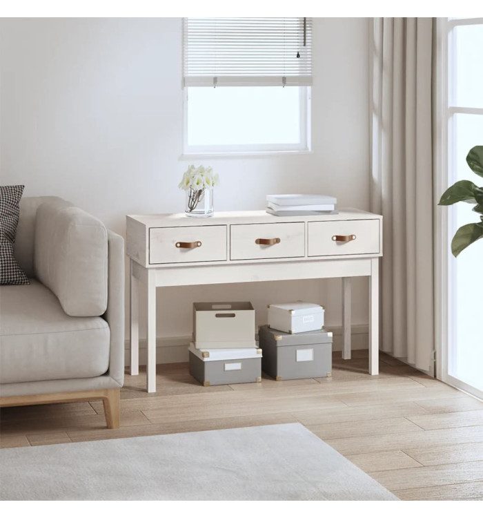 Table console Blanc 114x40x75 cm Bois massif de pin | Mobilier & Déco