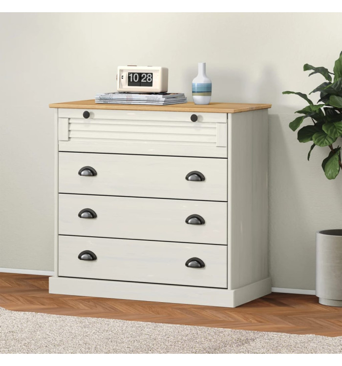 Commode VIGO blanc 80x40x76 cm bois massif de pin | Mobilier & Déco