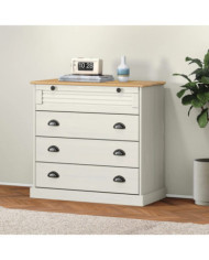 Commode VIGO blanc 80x40x76 cm bois massif de pin | Mobilier & Déco