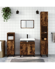 Ensemble d'armoires de salle de bain 3 pcs chêne fumé | Mobilier & Déco