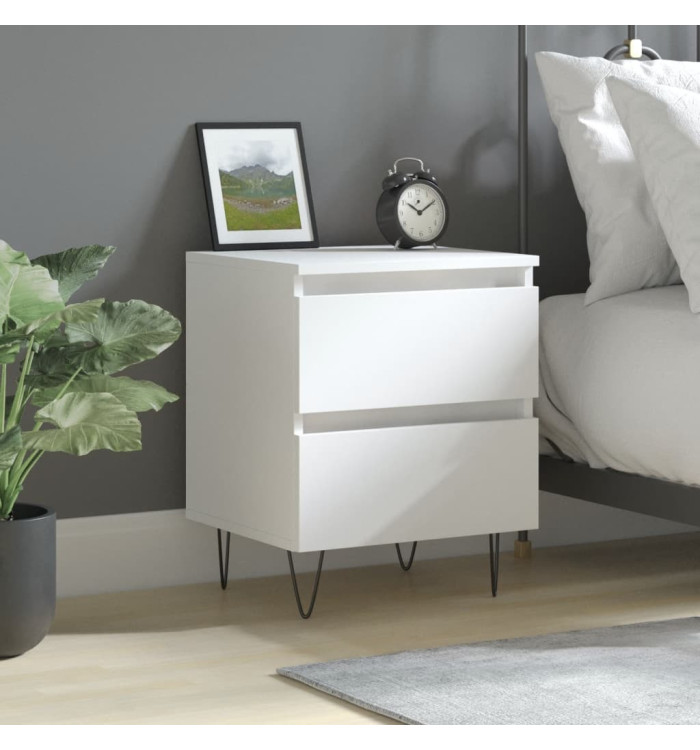 Table de chevet Blanc 40x35x50 cm Bois d’ingénierie | Mobilier & Déco