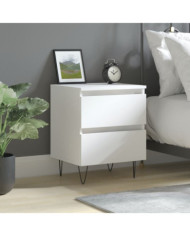 Table de chevet Blanc 40x35x50 cm Bois d’ingénierie | Mobilier & Déco