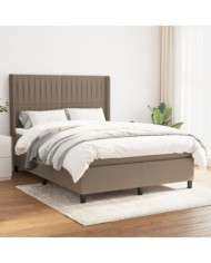 Sommier à lattes de lit avec matelas Taupe 140x200 cm Tissu | Mobilier & Déco
