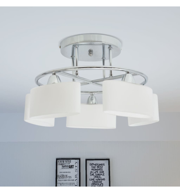 Plafonnier avec 5 globes ellipsoïdes pour ampoules E14 200 W | Mobilier & Déco
