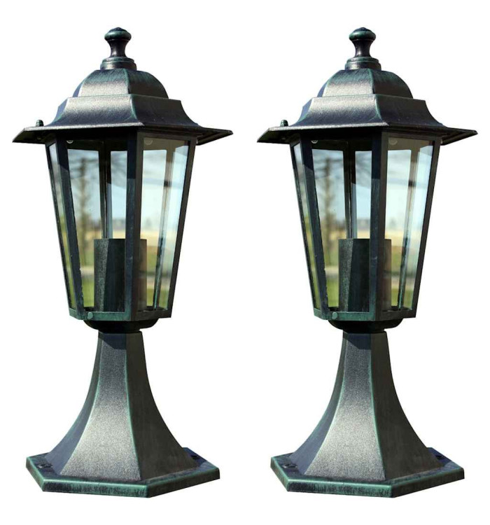 Lampes de jardin 2 pcs Vert foncé/Noir Aluminium | Mobilier & Déco