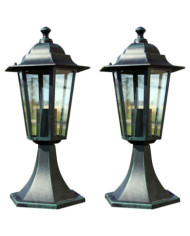 Lampes de jardin 2 pcs Vert foncé/Noir Aluminium | Mobilier & Déco