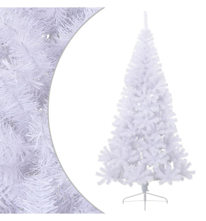 Sapin de Noël artificiel moitié avec support blanc 210 cm PVC | Mobilier & Déco