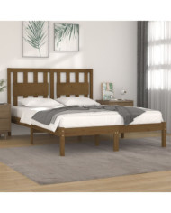 Cadre de lit sans matelas marron miel bois massif 120x200 cm | Mobilier & Déco