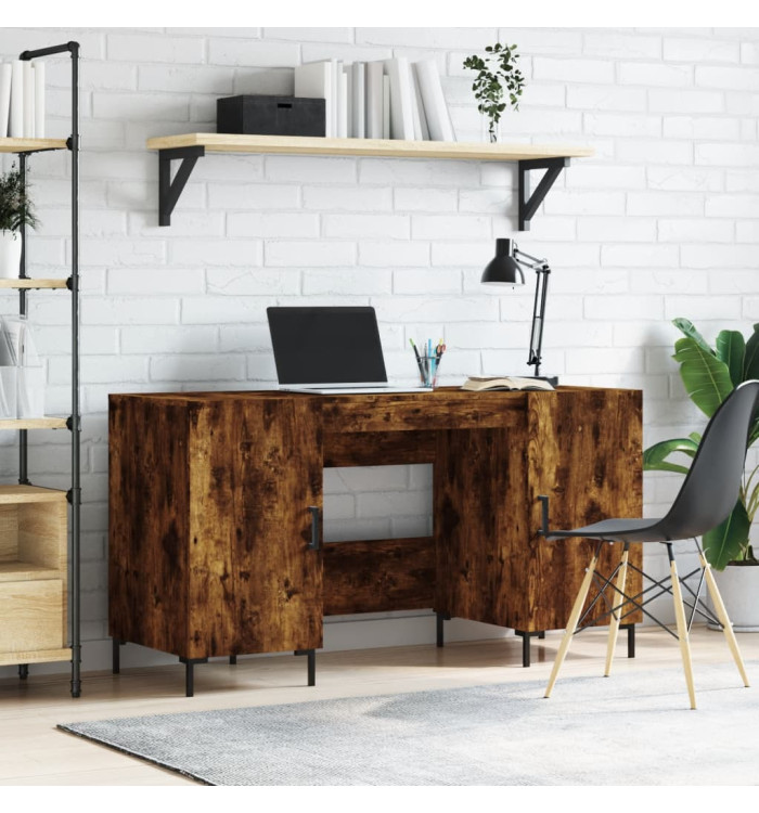 Bureau chêne fumé 140x50x75 cm bois d'ingénierie | Mobilier & Déco