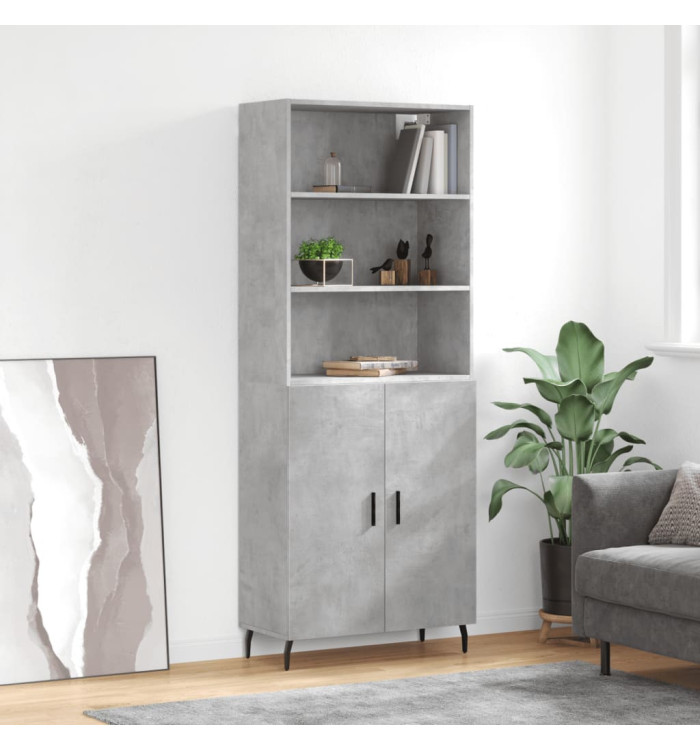 Buffet haut Gris béton 69,5x34x180 cm Bois d'ingénierie | Mobilier & Déco