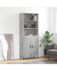 Buffet haut Gris béton 69,5x34x180 cm Bois d'ingénierie | Mobilier & Déco