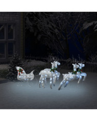 Décoration de Noël Rennes et traîneau 100 LED Extérieur Argenté | Mobilier & Déco