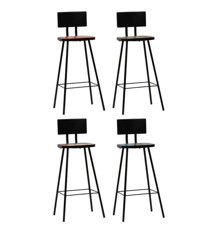 Tabourets de bar lot de 4 bois massif de récupération | Mobilier & Déco