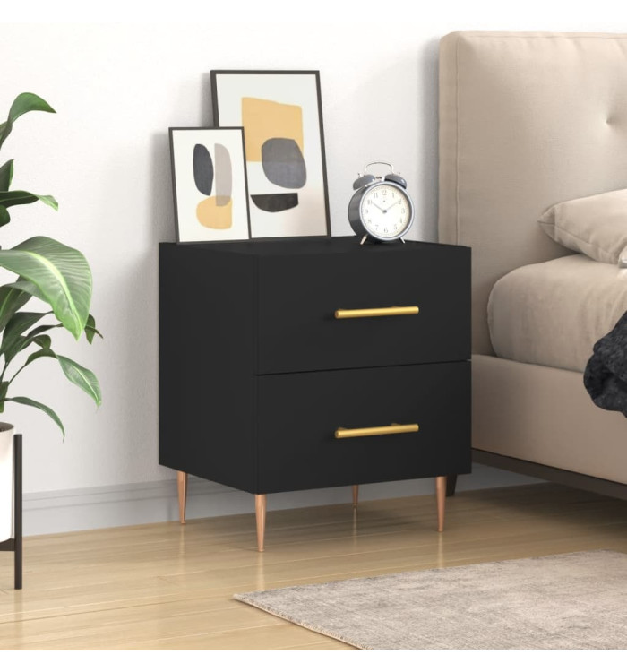 Table de chevet noir 40x35x47,5 cm bois d’ingénierie | Mobilier & Déco