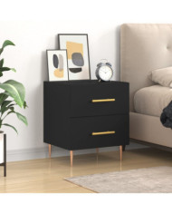 Table de chevet noir 40x35x47,5 cm bois d’ingénierie | Mobilier & Déco