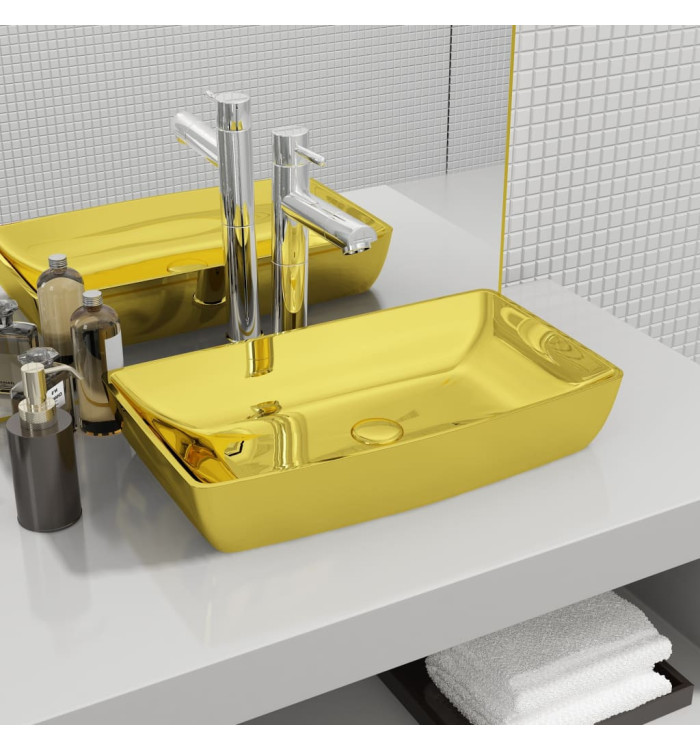 Lavabo 71 x 38 x 13,5 cm Céramique Doré | Mobilier & Déco