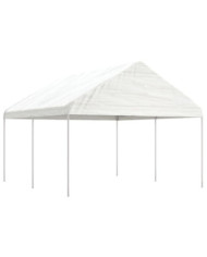 Belvédère avec toit blanc 4,46x4,08x3,22 m polyéthylène | Mobilier & Déco