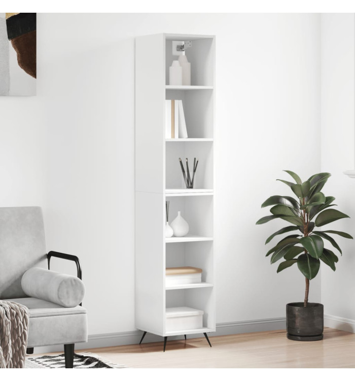 Buffet haut Blanc 34,5x32,5x180 cm Bois d'ingénierie | Mobilier & Déco