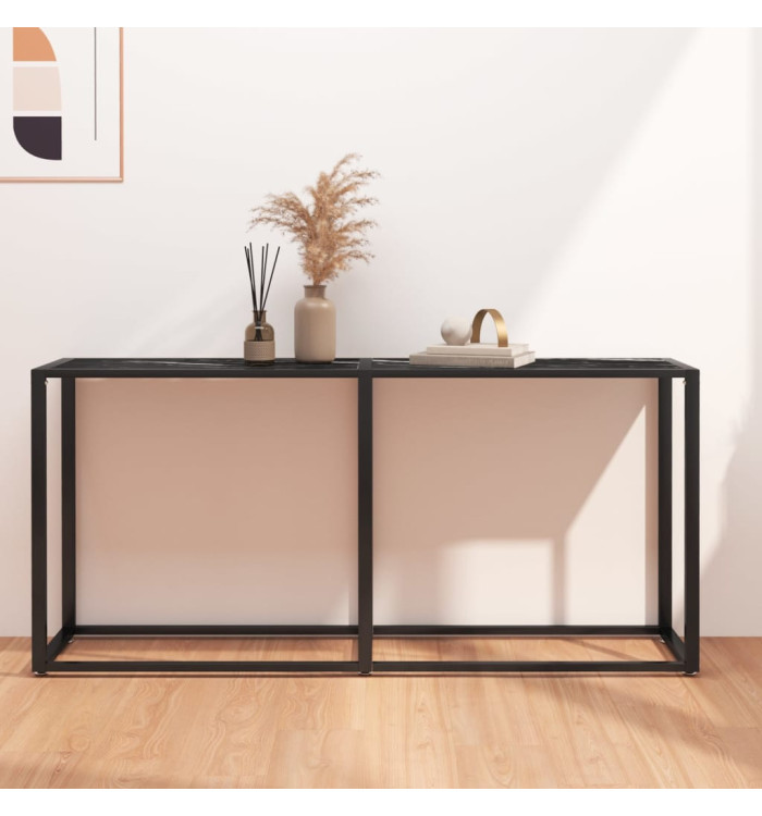 Table console Marbre noir 160x35x75,5 cm Verre trempé | Mobilier & Déco
