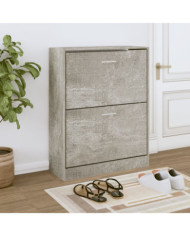 Armoire à chaussures Gris béton 63x24x81 cm Bois d'ingénierie | Mobilier & Déco