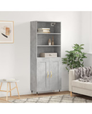 Buffet haut Gris béton 69,5x34x180 cm Bois d'ingénierie | Mobilier & Déco