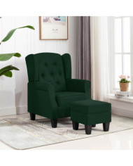 Fauteuil avec repose-pied Vert foncé Tissu | Mobilier & Déco