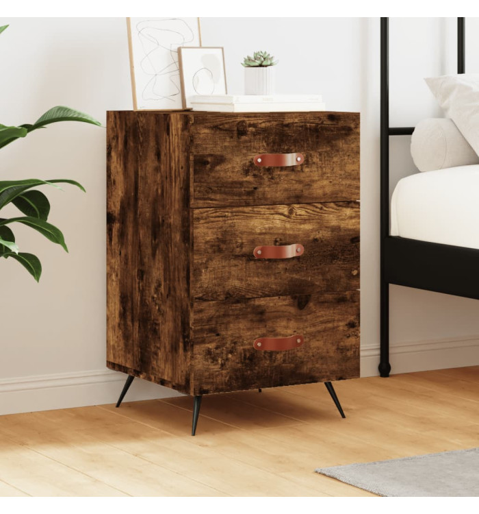 Table de chevet chêne fumé 40x40x66 cm bois d'ingénierie | Mobilier & Déco