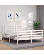 Cadre de lit sans matelas blanc bois de pin massif | Mobilier & Déco