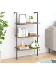 Étagère inclinée à 3 niveaux Marron foncé et noir 64x35x120,5cm | Mobilier & Déco